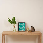 Mid Century Modern Geometric 04 Turquoise Framed Canvas Print Gallery Image 4