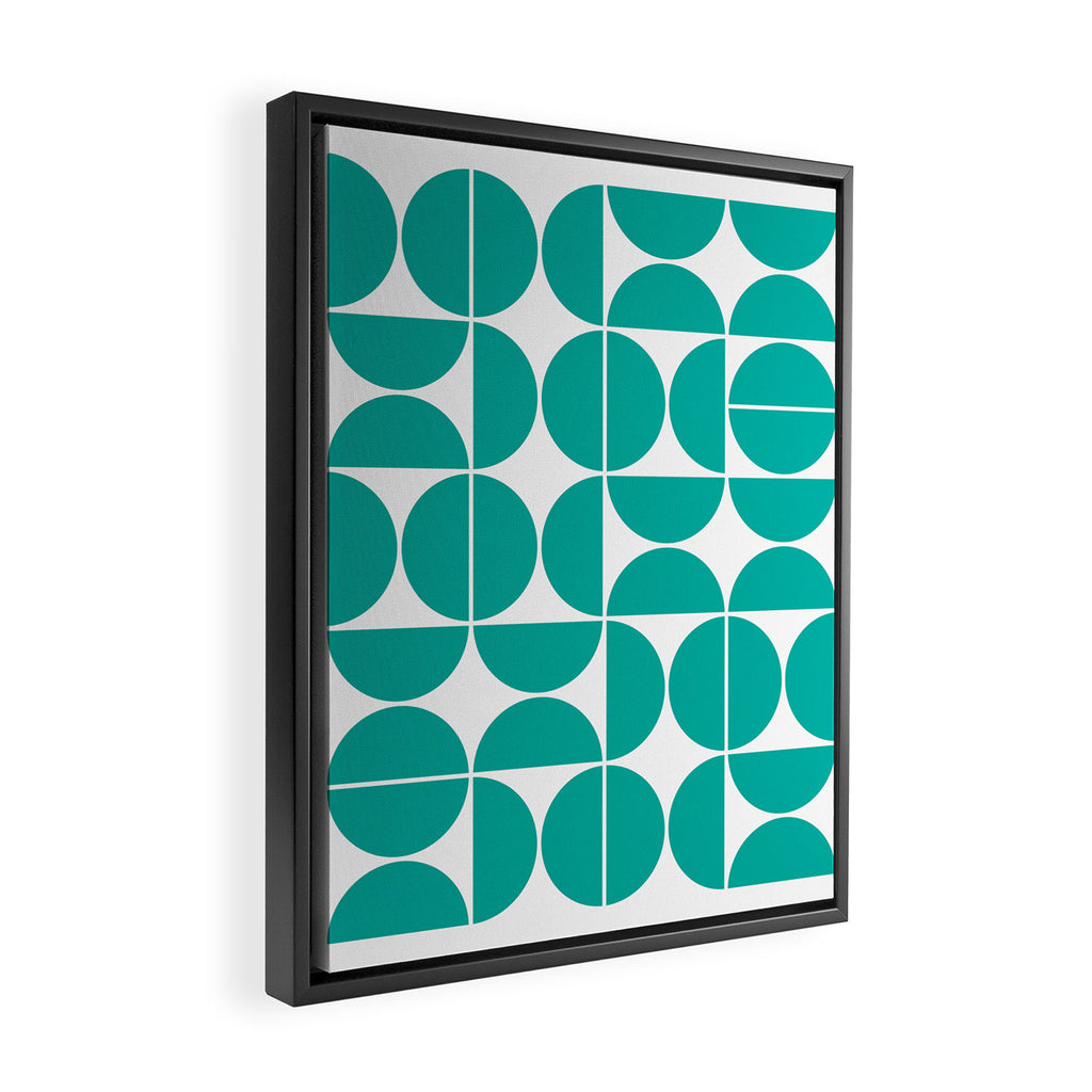 Mid Century Modern Geometric 04 Turquoise Framed Canvas Print Gallery Image 2