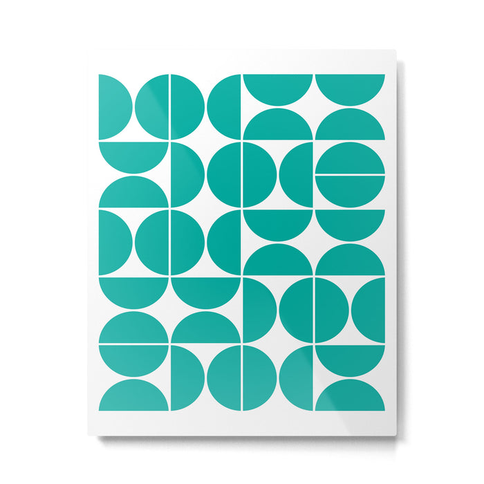 Mid Century Modern Geometric 04 Turquoise Metal Print Gallery Image 1
