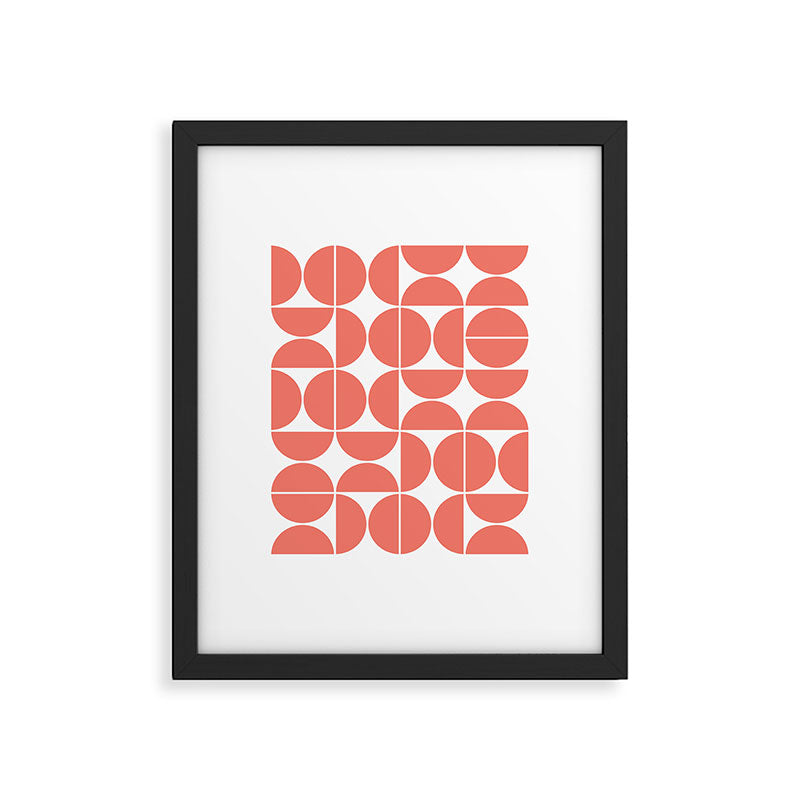 Mid Century Modern Geometric 04 Living Coral Framed Art Print Gallery Image 5