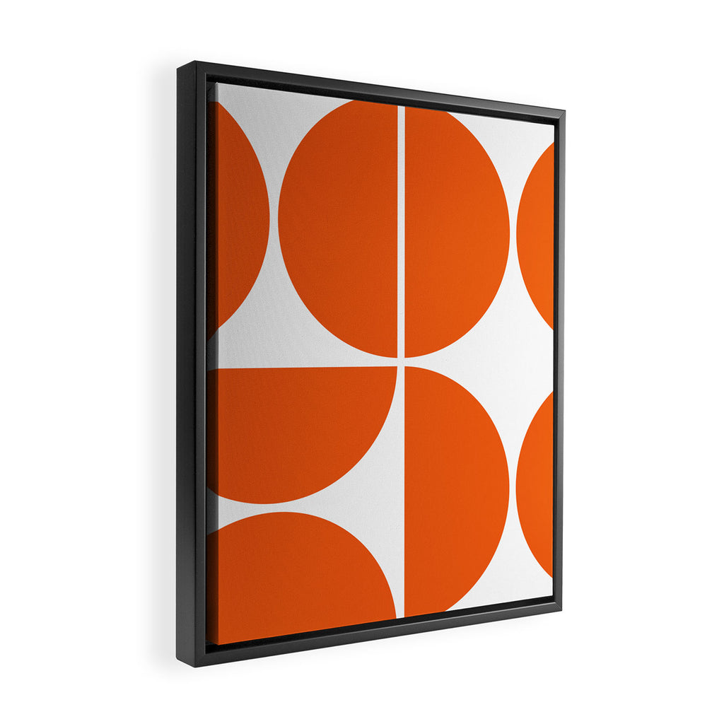 Mid Century Modern Orange Square Framed Canvas Print Gallery Image 2