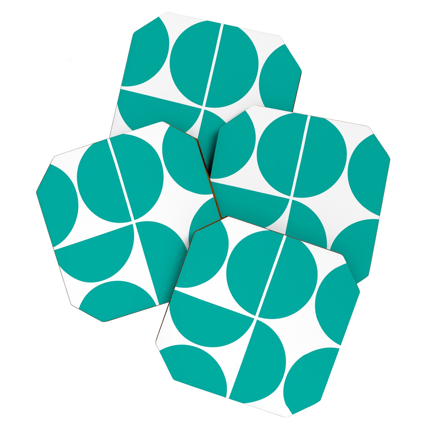 Mid Century Modern Turquoise Square Coaster Gallery Image 1