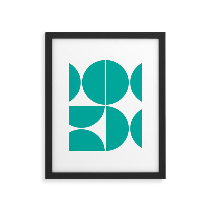 Mid Century Modern Turquoise Square Framed Art Print Gallery Image 1