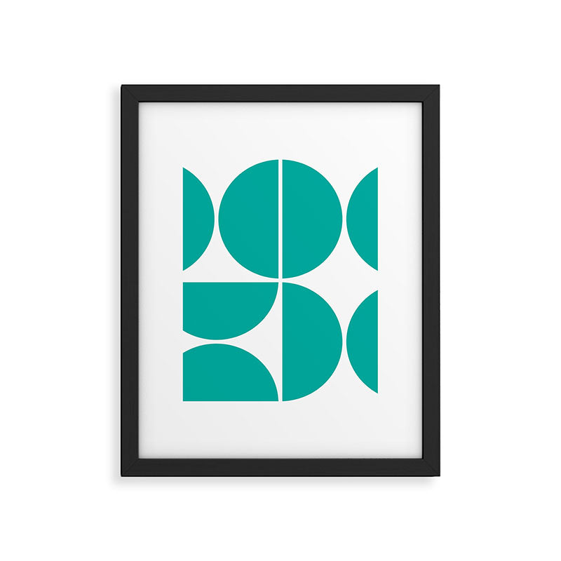 Mid Century Modern Turquoise Square Framed Art Print Gallery Image 6