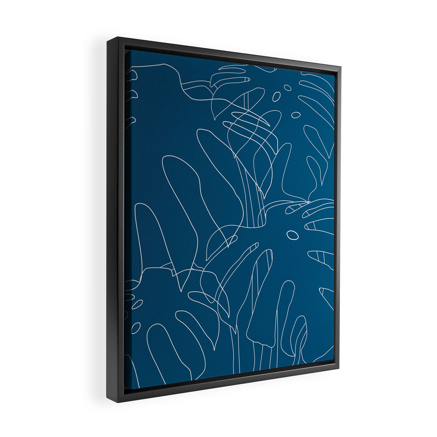 Monstera No2 Blue Framed Canvas Print Gallery Image 2