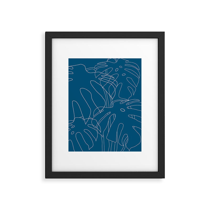 Monstera No2 Blue Framed Art Print Gallery Image 6