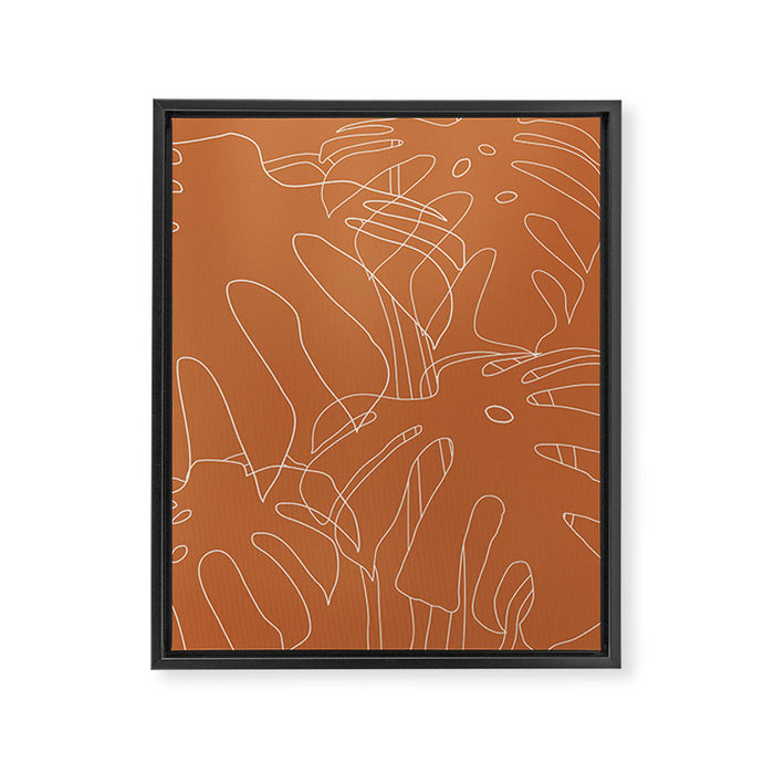 Monstera No2 Burnt Orange Framed Canvas Print Gallery Image 1