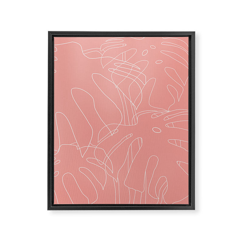 Monstera No2 Pink Framed Canvas Print Gallery Image 8