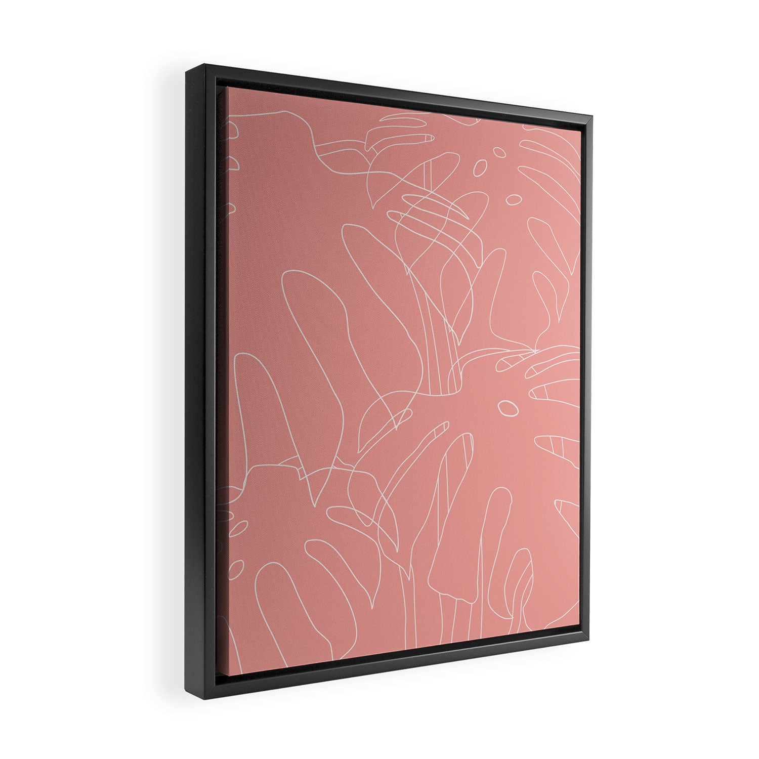 Monstera No2 Pink Framed Canvas Print Gallery Image 2