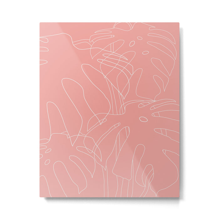 Monstera No2 Pink Metal Print Gallery Image 1