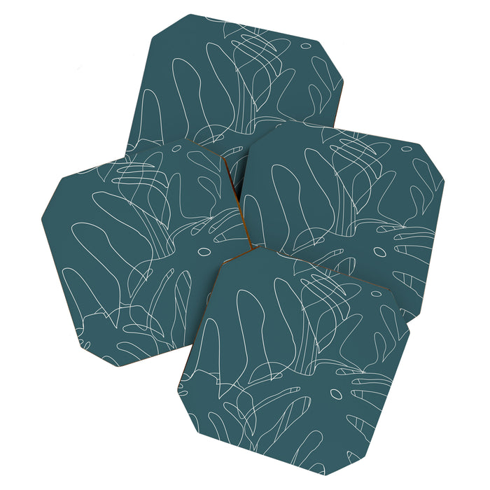 Monstera No2 Teal Coaster Gallery Image 1