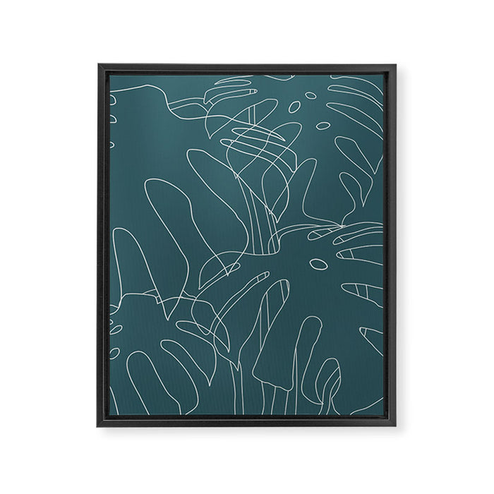 Monstera No2 Teal Framed Canvas Print Gallery Image 1