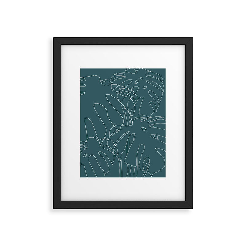 Monstera No2 Teal Framed Art Print Gallery Image 4