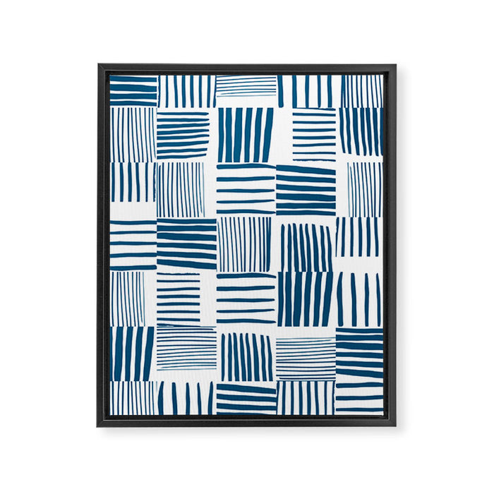Torn Lines Abstract 03 White Blue Framed Canvas Print Gallery Image 1