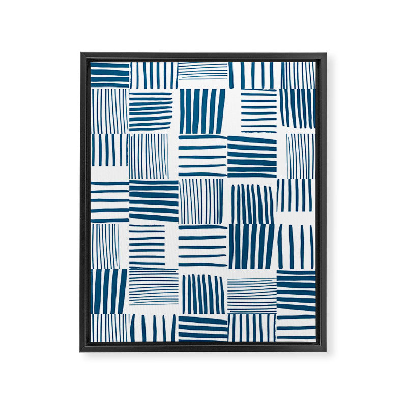 Torn Lines Abstract 03 White Blue Framed Canvas Print Gallery Image 6