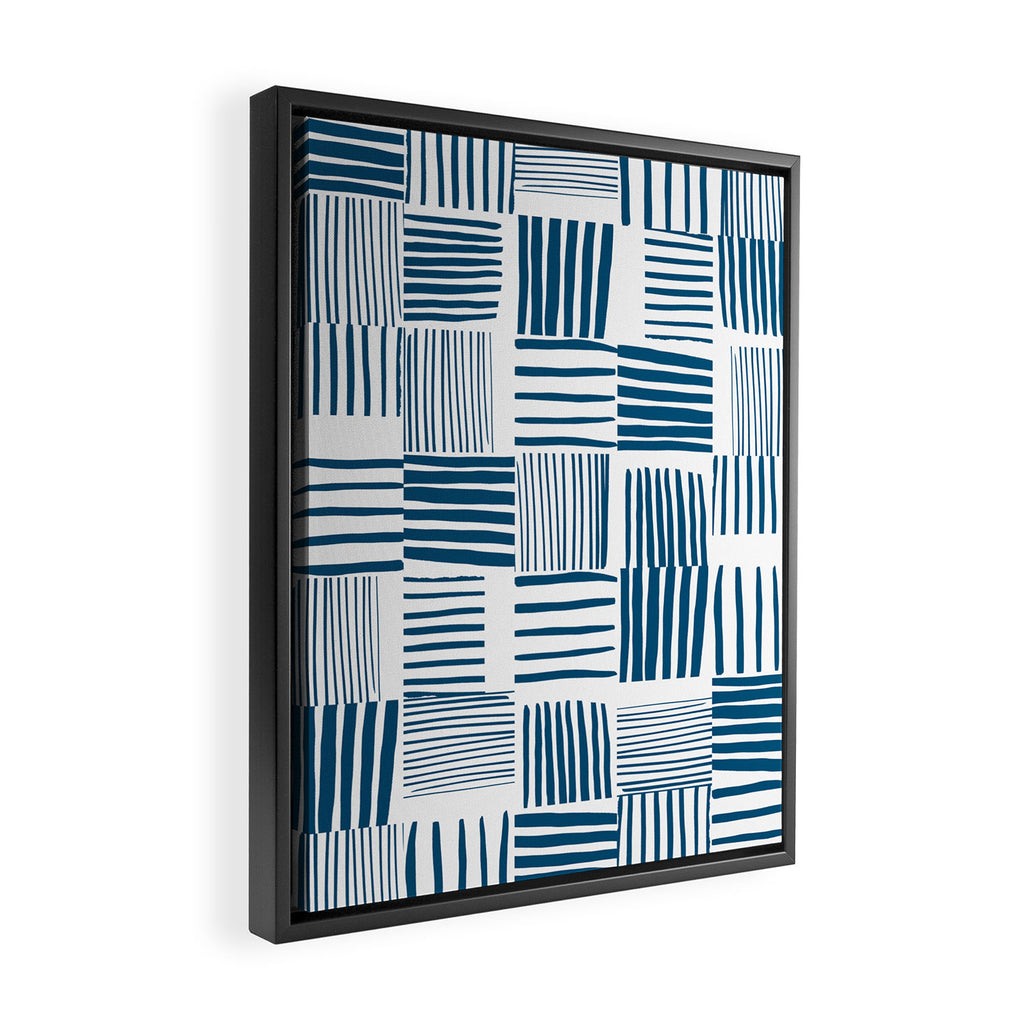 Torn Lines Abstract 03 White Blue Framed Canvas Print Gallery Image 2
