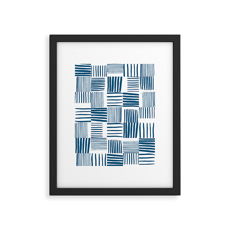 Torn Lines Abstract 03 White Blue Framed Art Print Gallery Image 5
