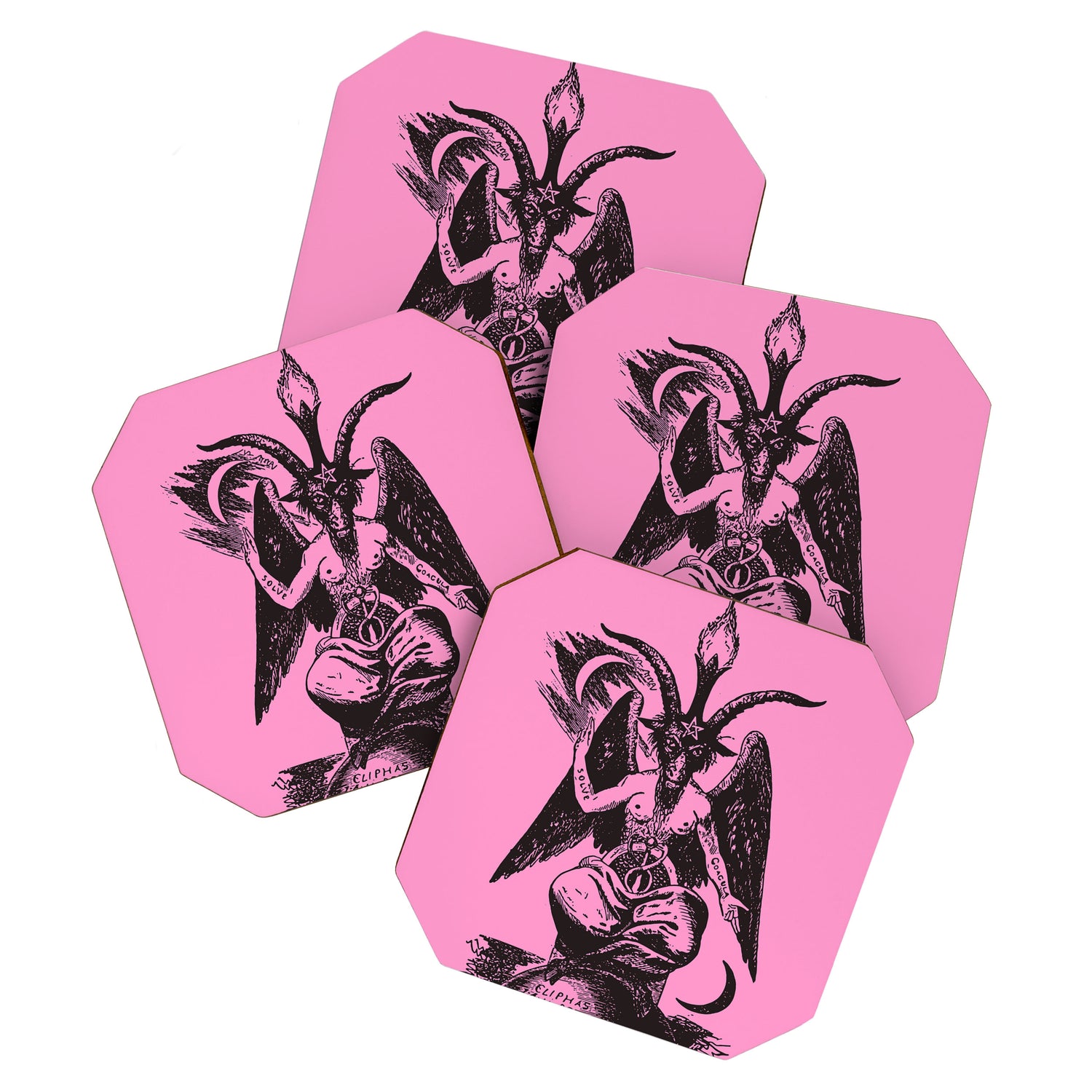 Black and Pink Baphomet Coaster Gallery Image 1
