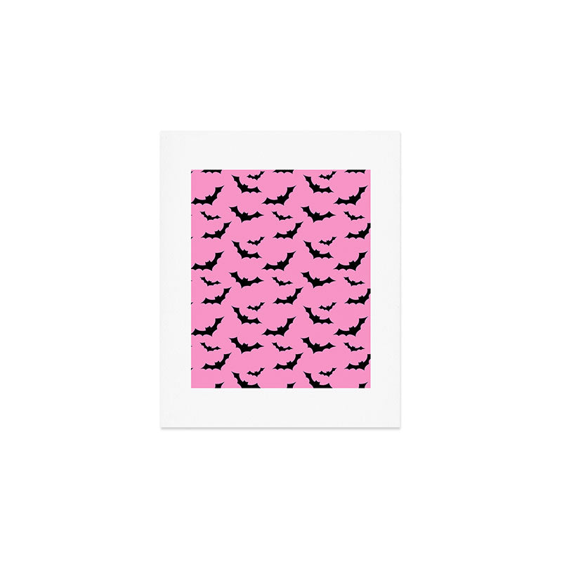 Black Bat Pattern on Pink Art Print Gallery Image 1