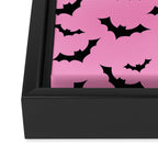 Black Bat Pattern on Pink Framed Canvas Print Gallery Image 3