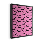 Black Bat Pattern on Pink Framed Canvas Print Gallery Image 2