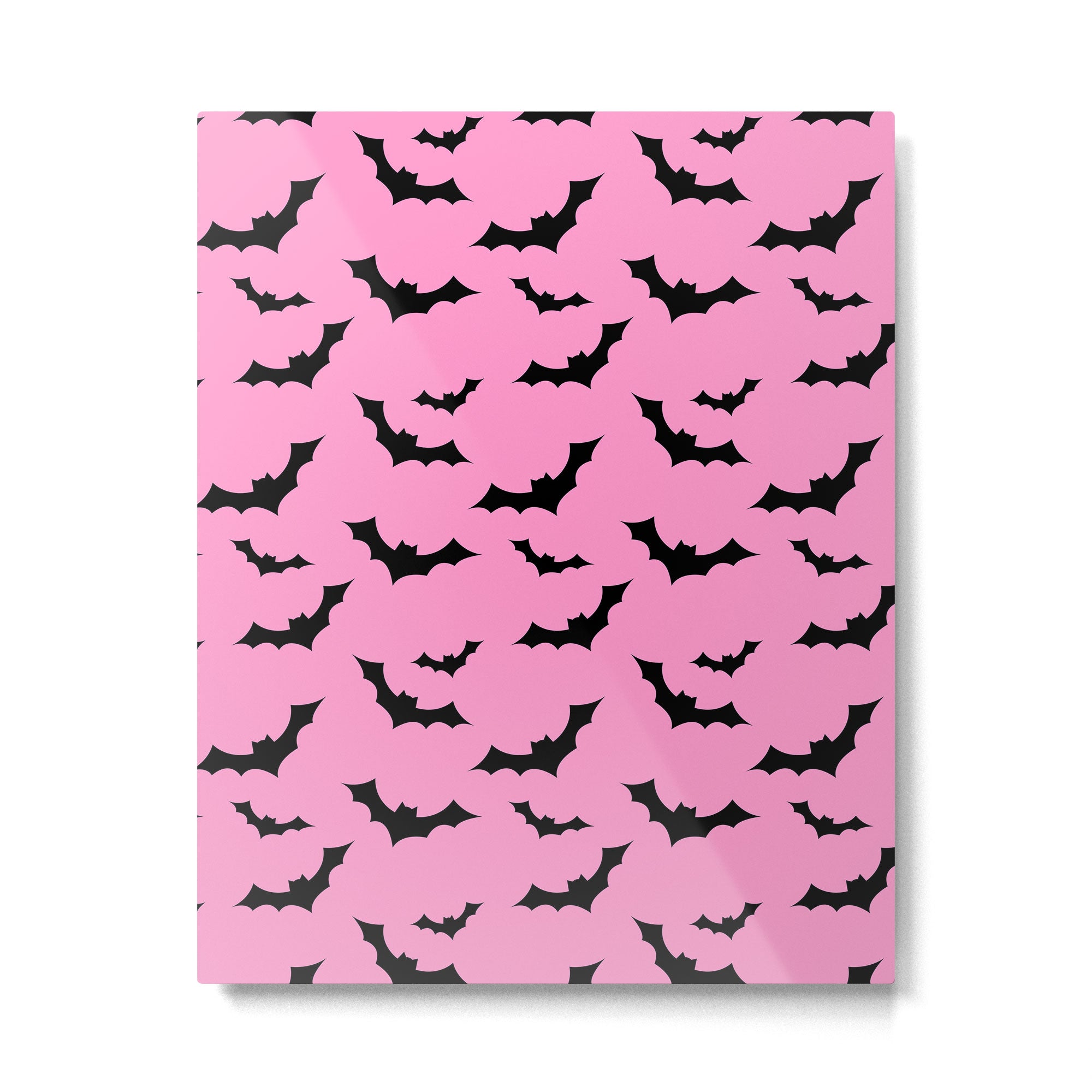 Black Bat Pattern on Pink Metal Print Gallery Image 6
