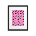 Black Bat Pattern on Pink Framed Art Print Gallery Image 6
