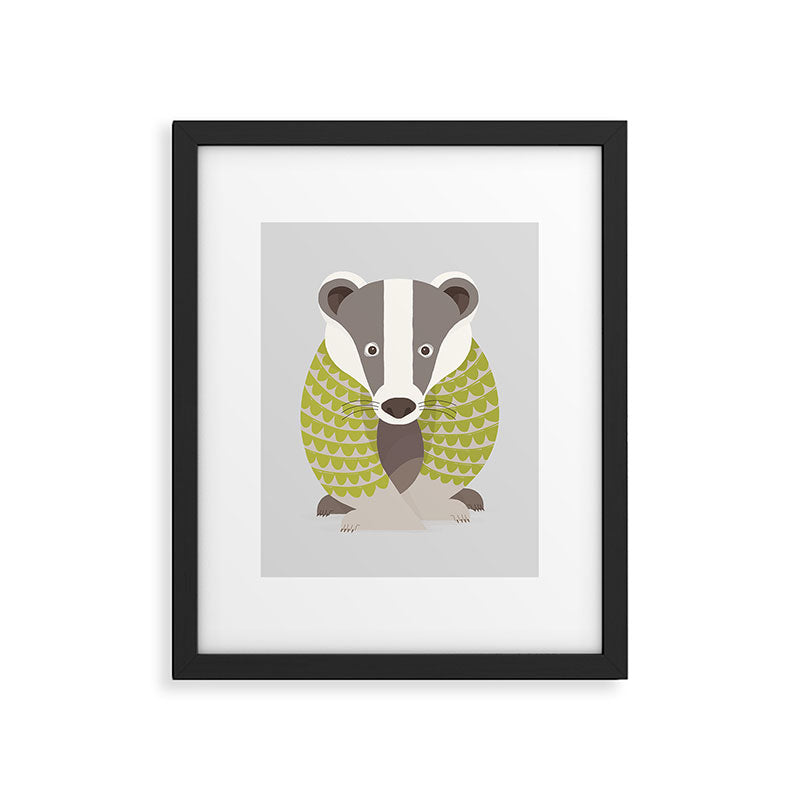 Whimsical Badger Framed Art Print Gallery Image 6