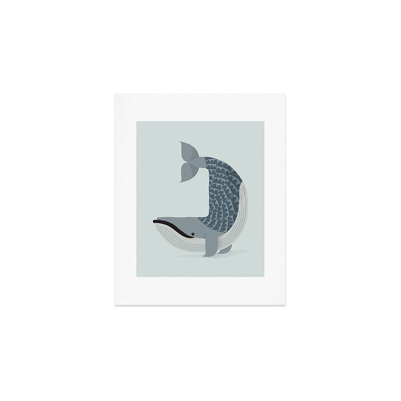Whimsical Blue Whale Art Print Gallery Image 1