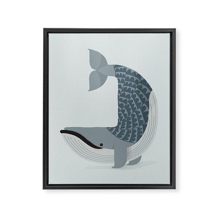 Whimsical Blue Whale Framed Canvas Print Gallery Image 1