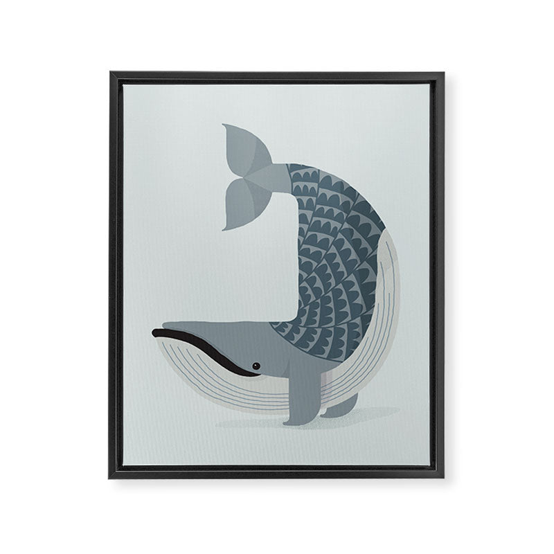 Whimsical Blue Whale Framed Canvas Print Gallery Image 8