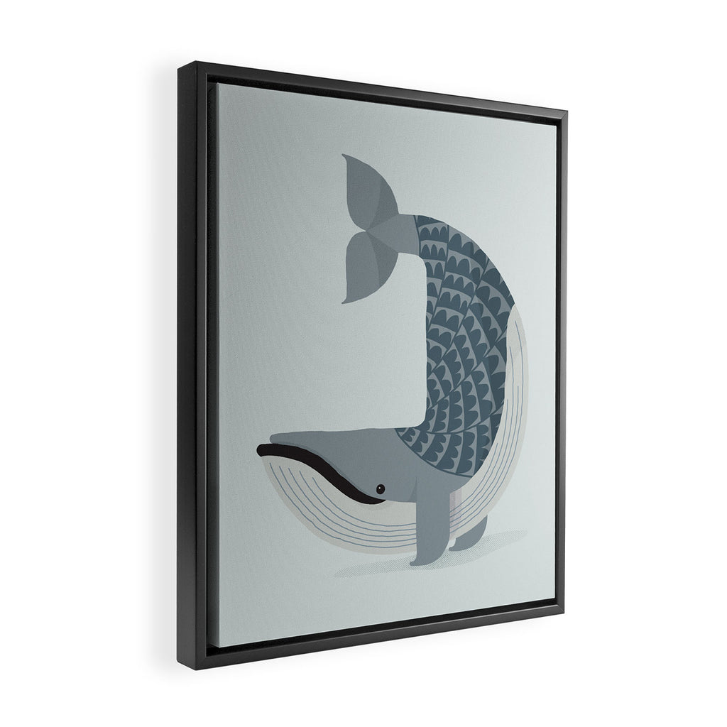 Whimsical Blue Whale Framed Canvas Print Gallery Image 2