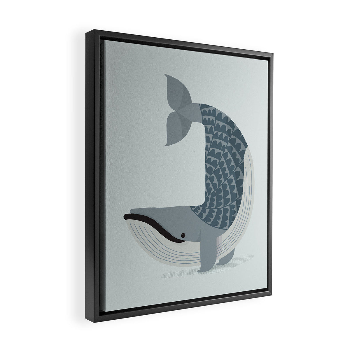 Whimsical Blue Whale Framed Canvas Print Gallery Image 2