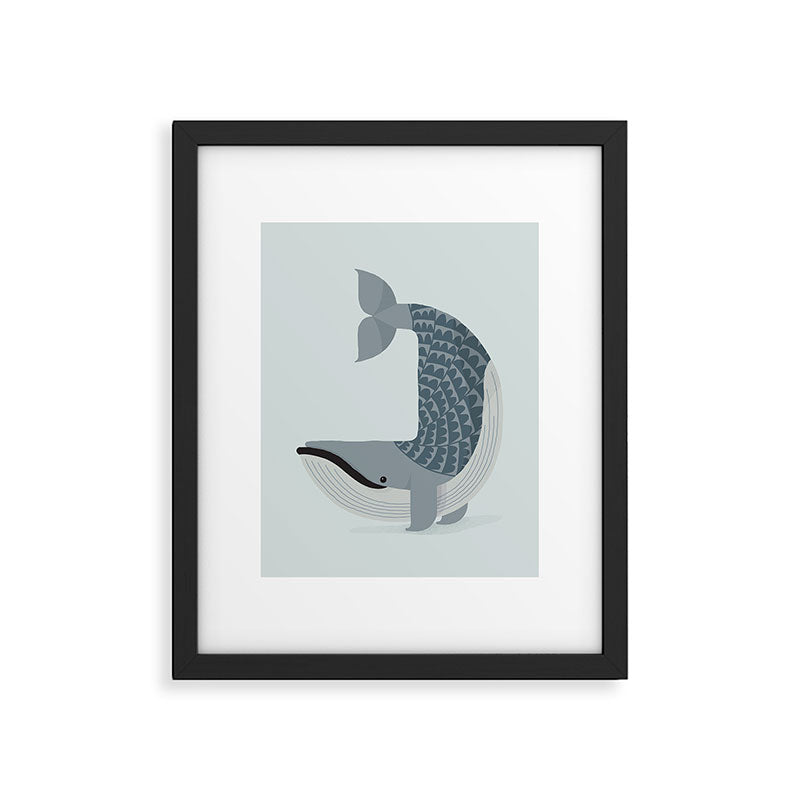 Whimsical Blue Whale Framed Art Print Gallery Image 6
