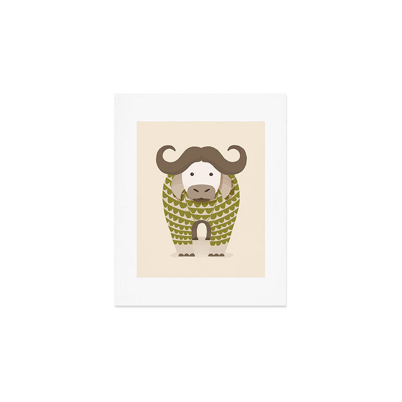 Whimsical Cape Buffalo Art Print Gallery Image 1