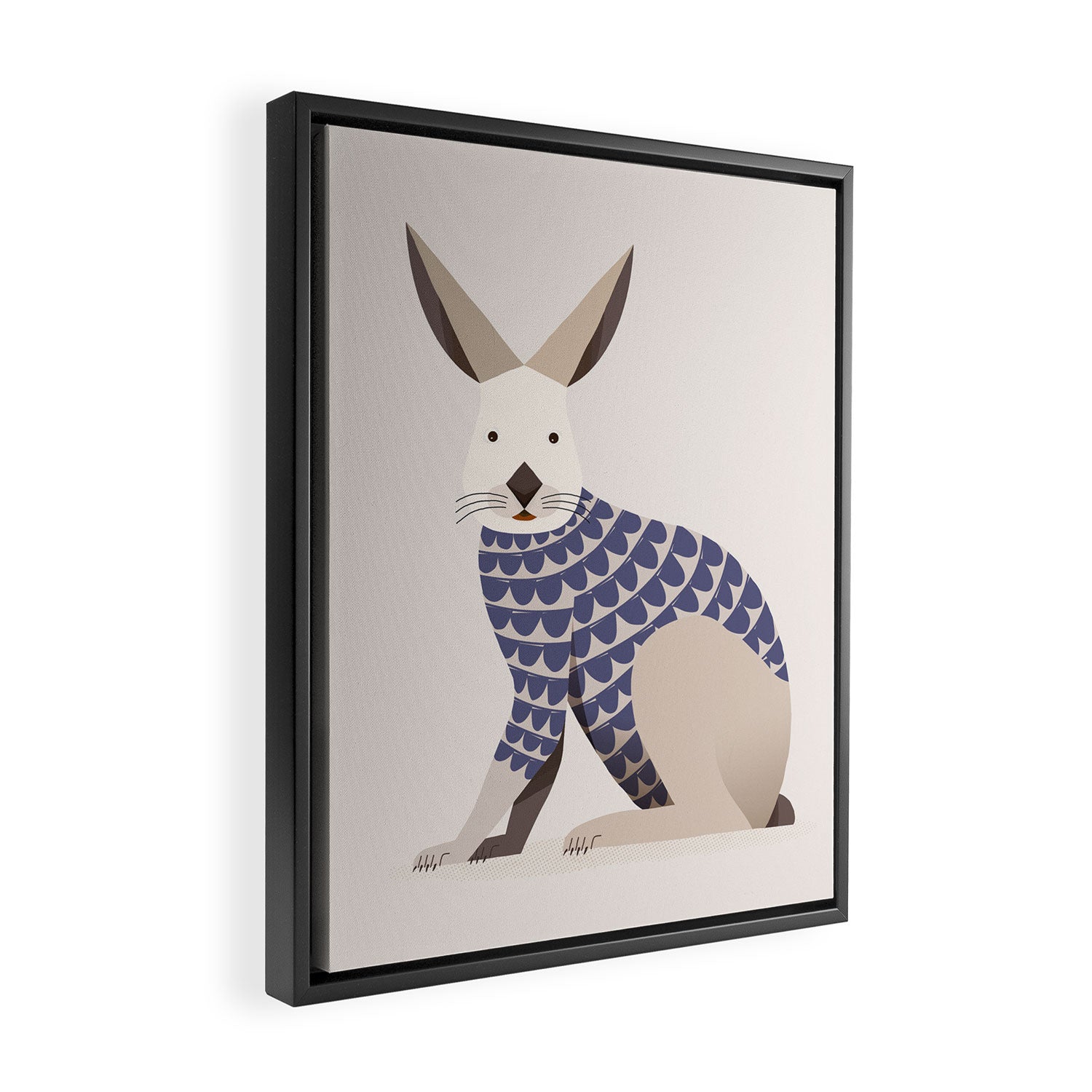 Whimsical European Hare Framed Canvas Print Gallery Image 2