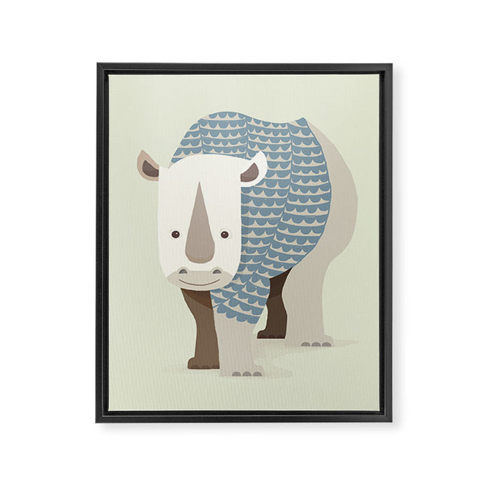 Whimsical Rhinoceros Framed Canvas Print Gallery Image 1