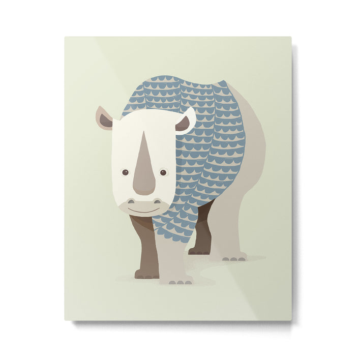 Whimsical Rhinoceros Metal Print Gallery Image 1