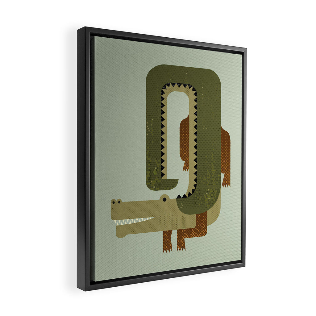 Whimsy Crocodile Framed Canvas Print Gallery Image 2