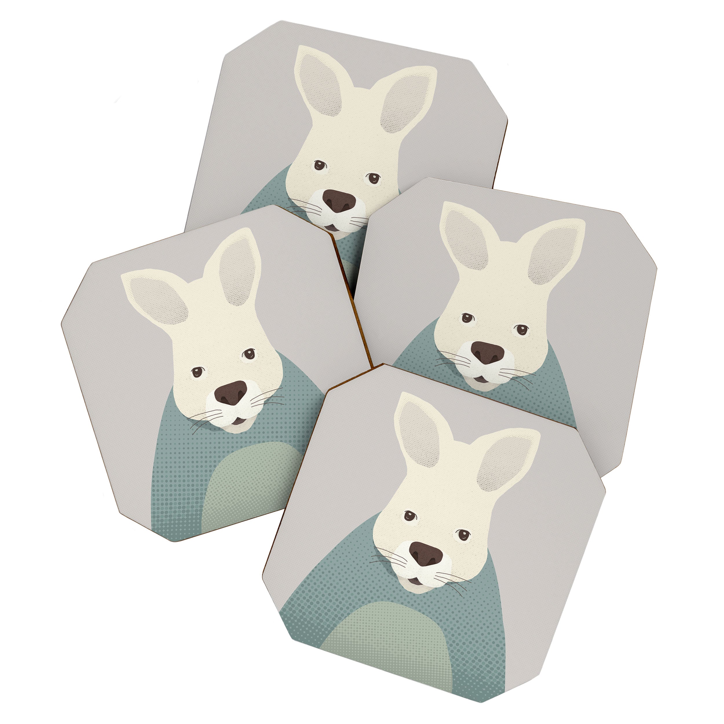 Whimsy Kangaroo, Animal Portrait Coaster Gallery Image 1