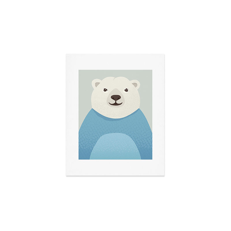 Whimsy Polar Bear, Animal Portrait Art Print Gallery Image 1