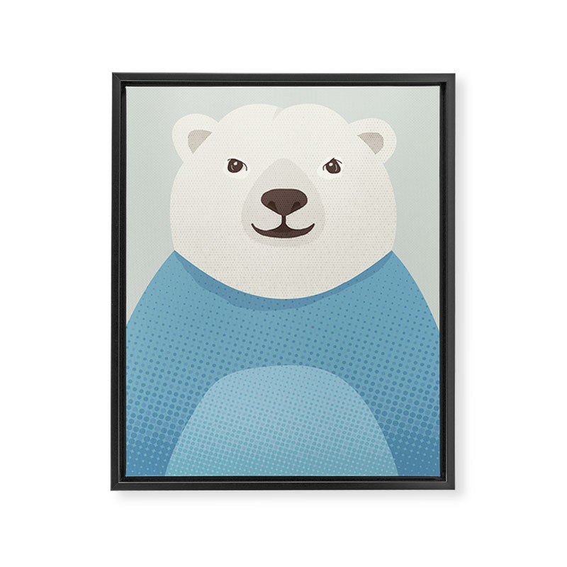 Whimsy Polar Bear, Animal Portrait Framed Canvas Print Gallery Image 8