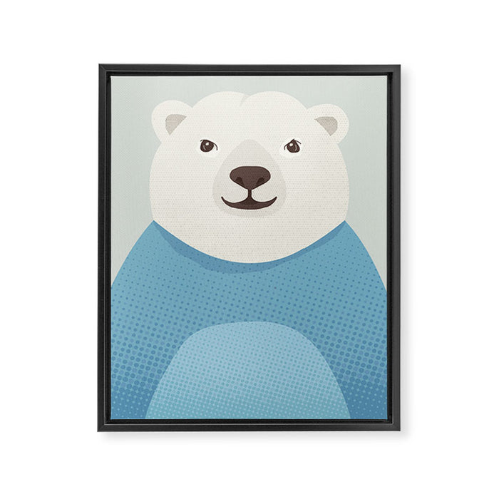 Whimsy Polar Bear, Animal Portrait Framed Canvas Print Gallery Image 1