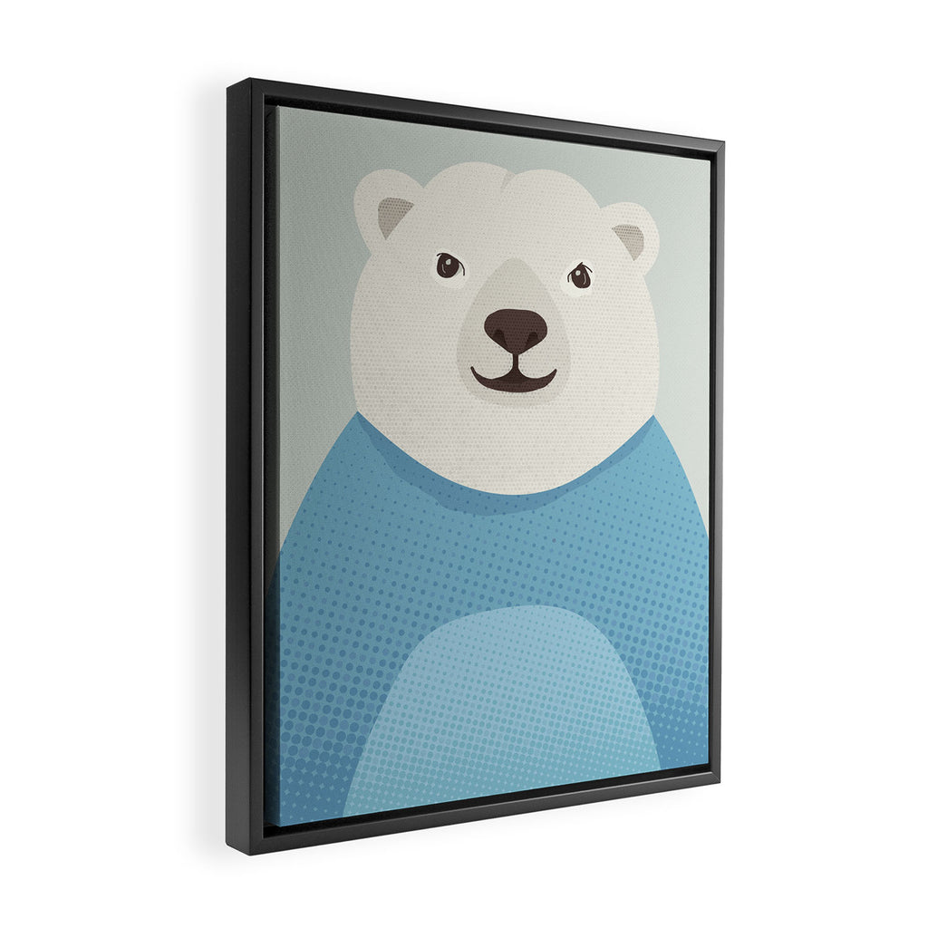 Whimsy Polar Bear, Animal Portrait Framed Canvas Print Gallery Image 2