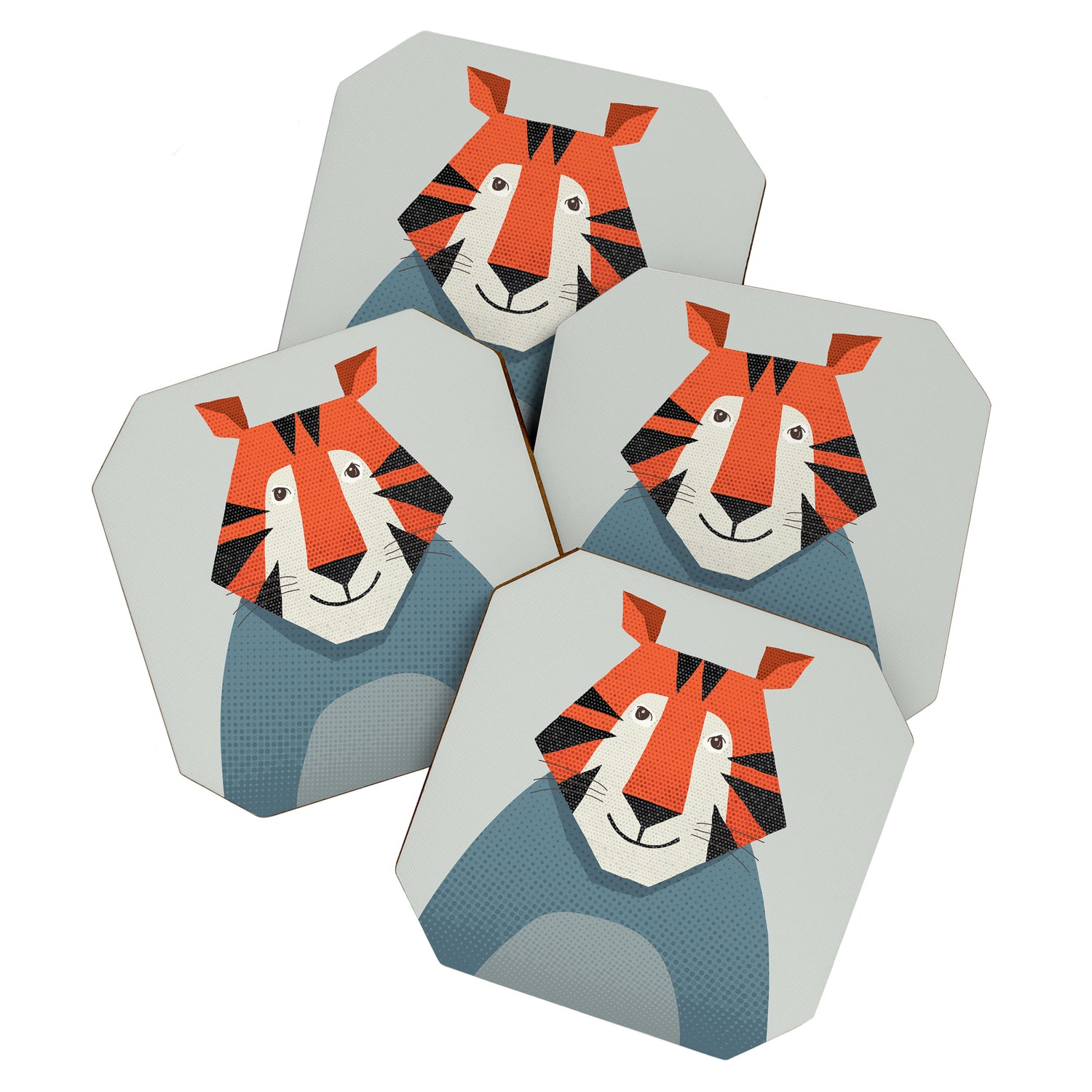 Whimsy Tiger, Animal Portrait Coaster Gallery Image 1