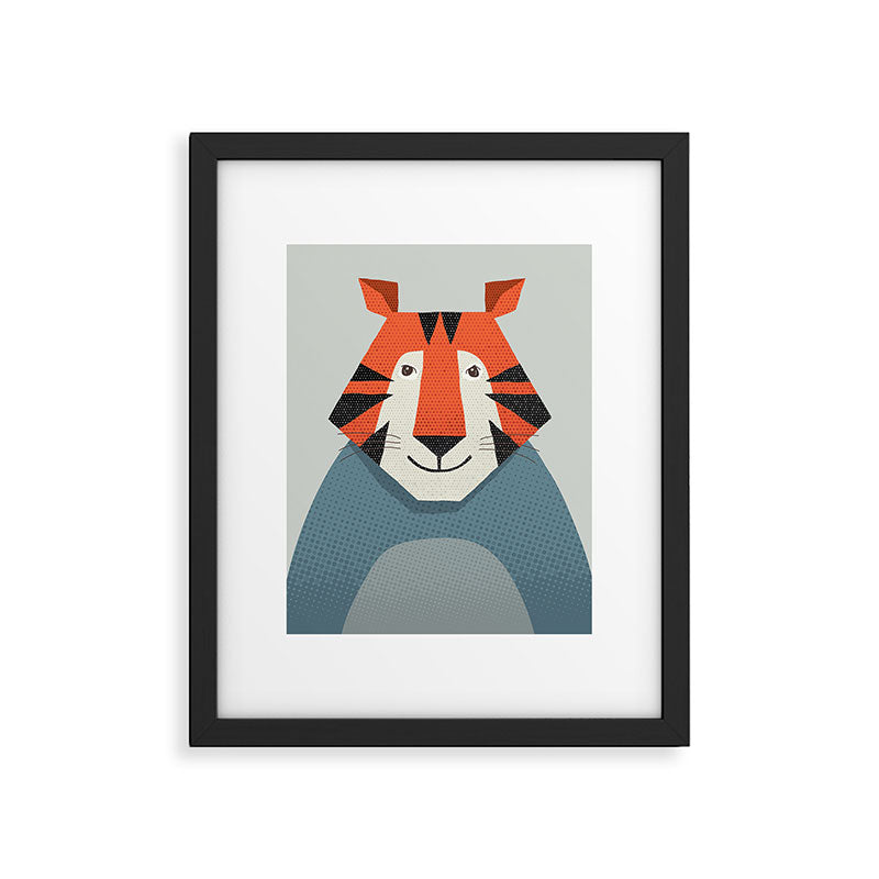 Whimsy Tiger, Animal Portrait Framed Art Print Gallery Image 6