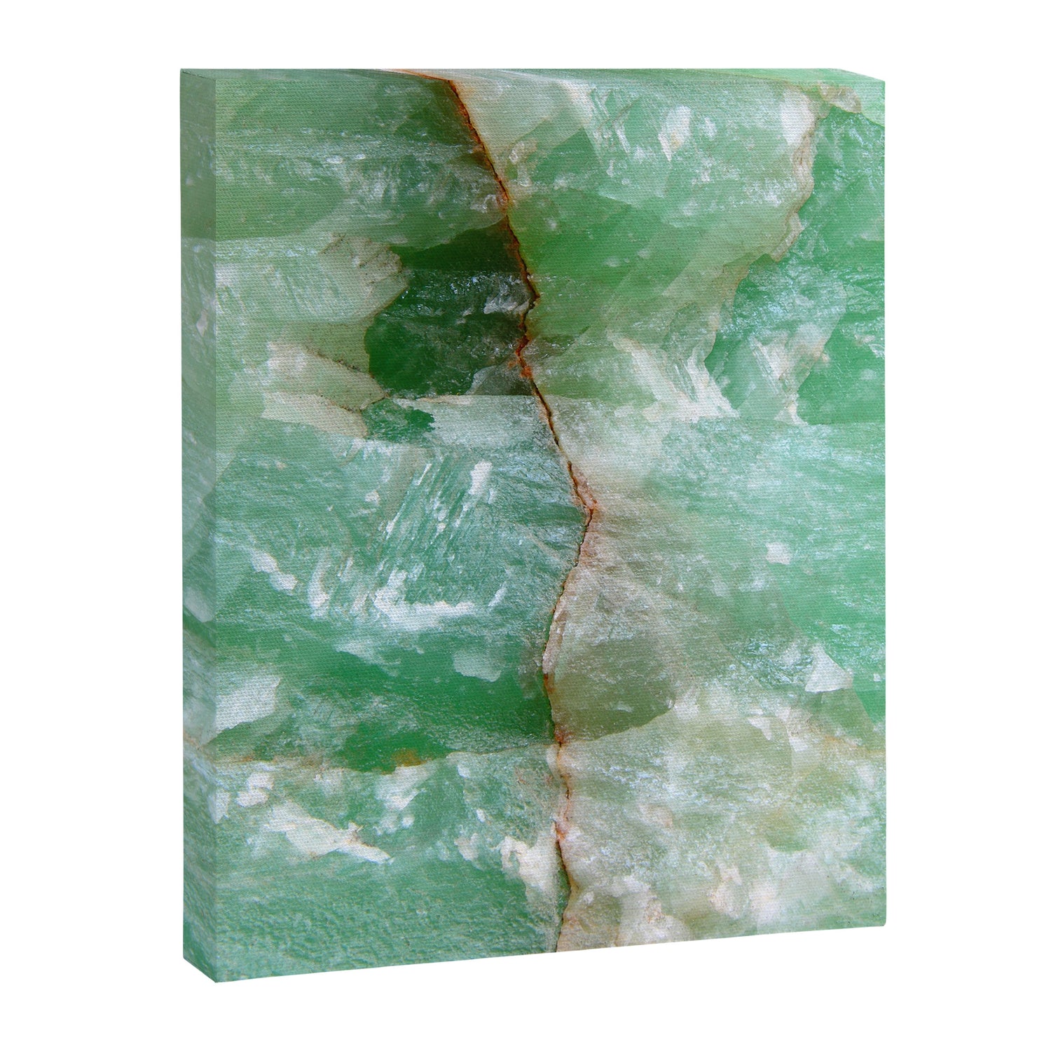 Crystalized Pale Green Quartz Slab with Copper Vein Canvas Print Gallery Image 8