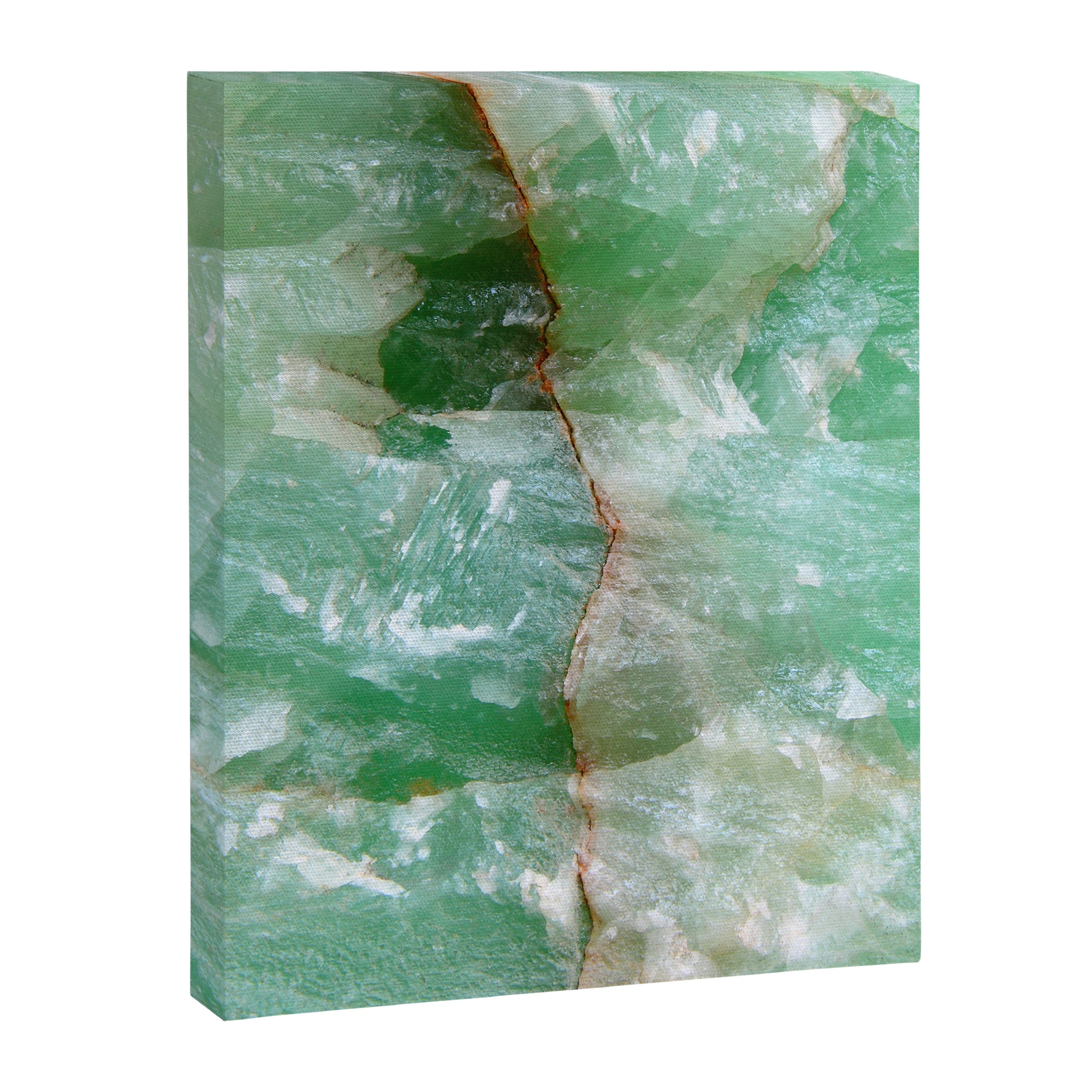 Crystalized Pale Green Quartz Slab with Copper Vein Canvas Print Gallery Image 8