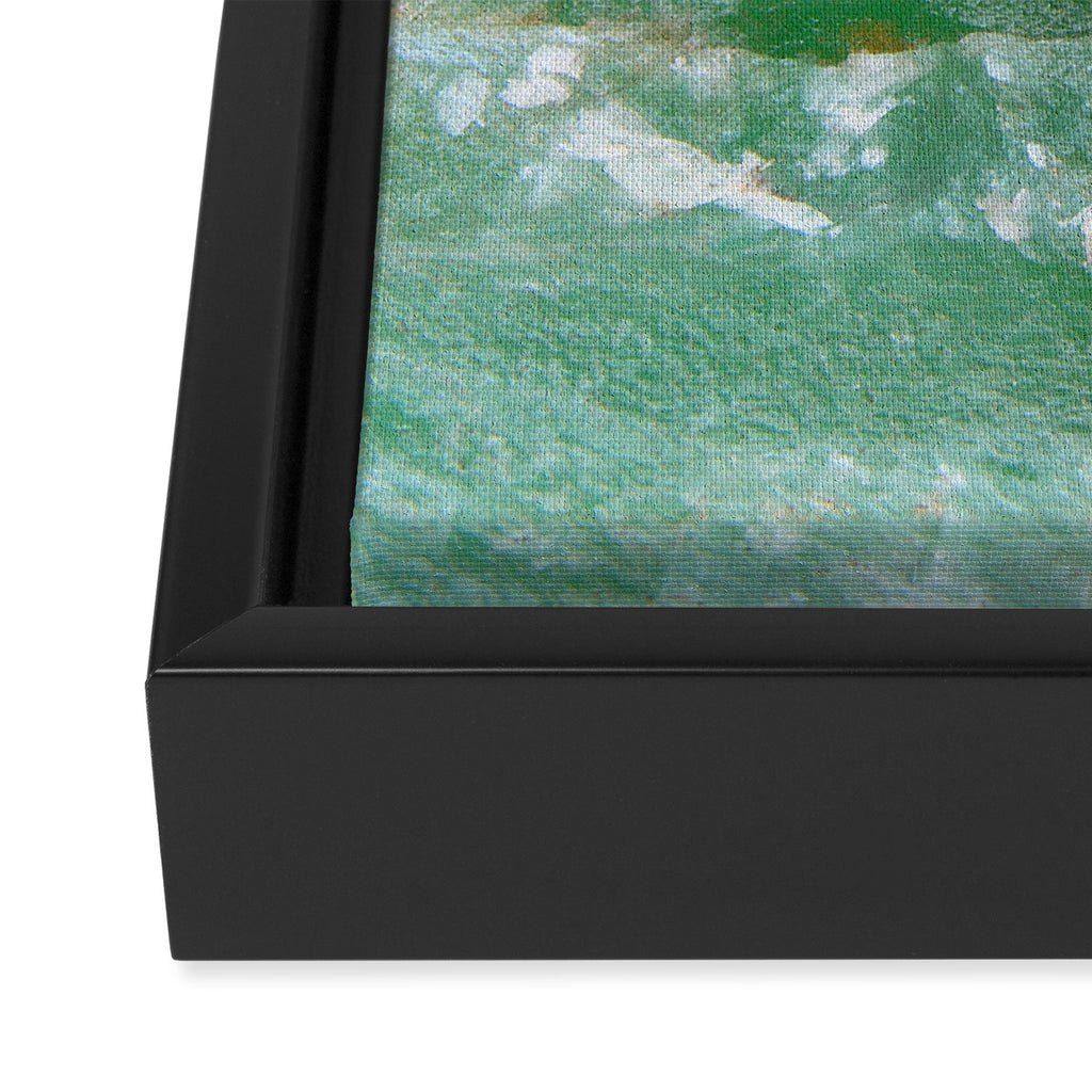 Crystalized Pale Green Quartz Slab with Copper Vein Framed Canvas Print Gallery Image 3