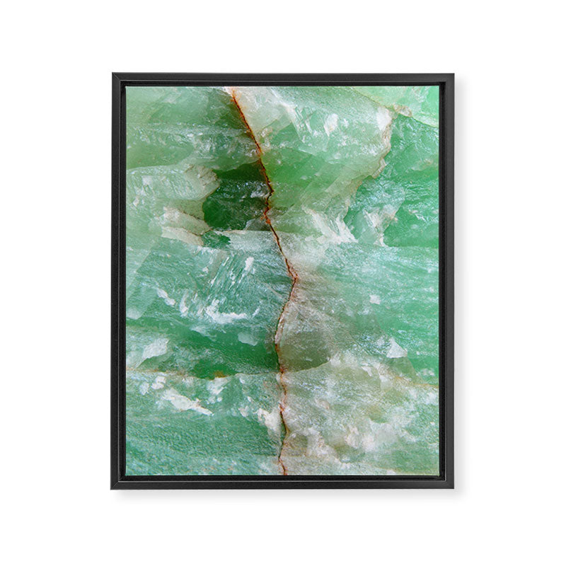 Crystalized Pale Green Quartz Slab with Copper Vein Framed Canvas Print Gallery Image 8